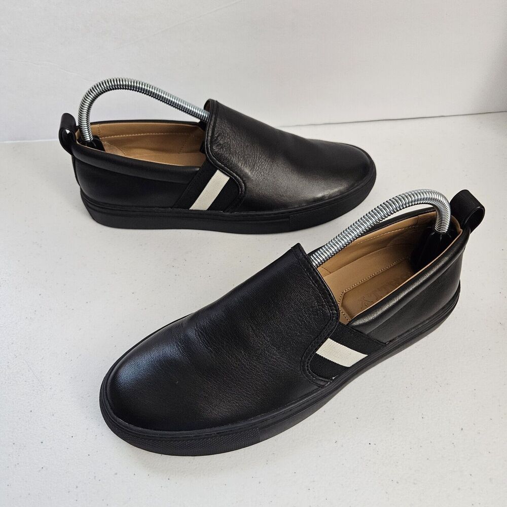 Bally Herald 200 Black Leather Slip on Mens Shoes size US 6 Lamb Skin Sneakers